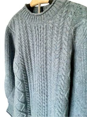 White Stuff Berkley Blue Cable Crew Sweater — Men’s M, NWT